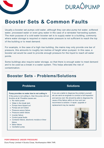 Booster sets and common faults