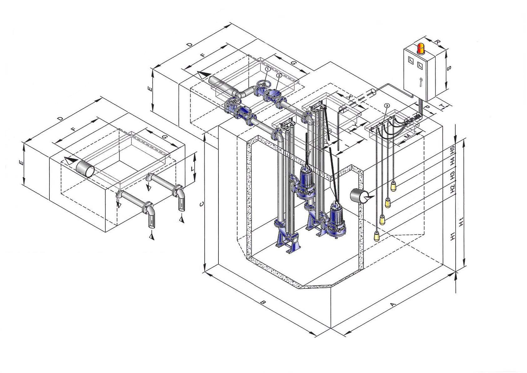 CAD drawing of pump system plan