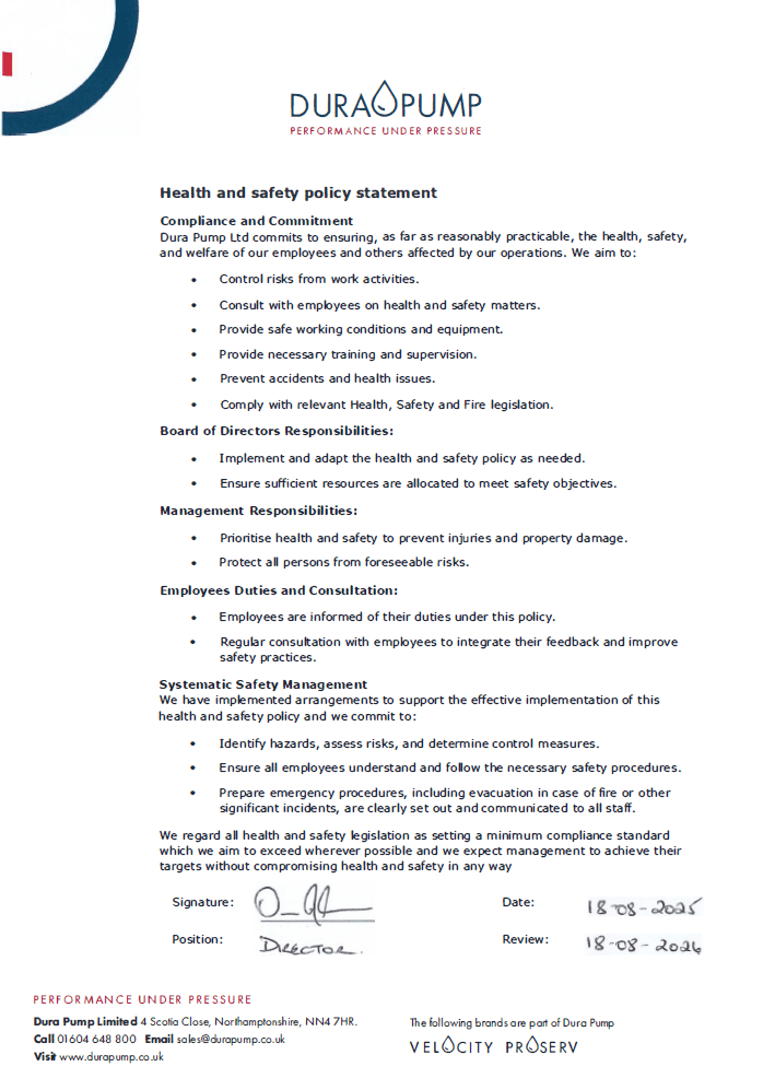 Health & Safety Statement