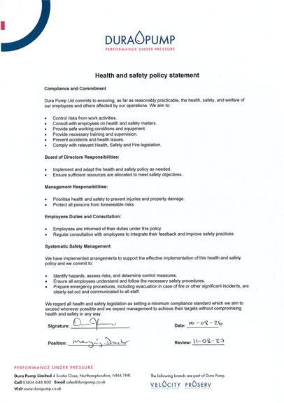 Health & Safety Statement